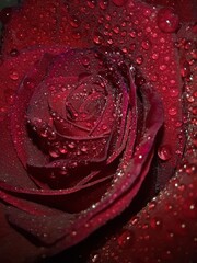 Naklejka premium red rose with water drops