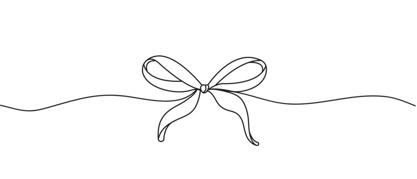 bow on gift ribbon line art style , bow for holiday christmas decoration vector eps 10