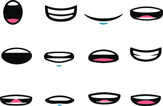 A set of mouths with pronunciation of foreign language sounds. Smiles lips teeth vector