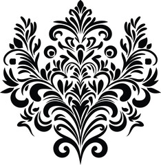 Vintage damask baroque ornament with floral retro antique style. Acanthus pattern foliage swirl design element wedding decoration. Isolated element.