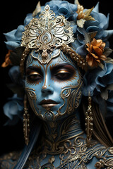 Venetian carnival mask, close-up, selective focus