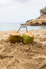 Coconut. Savor the pure essence of Tarrafal, Cape Verde with its refreshing coconut water. A tropical treat that embodies the island's natural bounty and coastal charm.