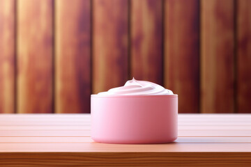 Fototapeta na wymiar Mock-up of an empty cream jar on a monochrome background