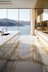 Luxurious Interior Design of a Kitchen made of White Marble. Insane Details.