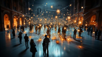 Abstract Crowd Network Composition. - obrazy, fototapety, plakaty