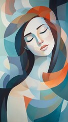 Colorful Contemporary Art: Woman with Long Hair