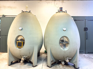 Concrete egg fermenters for wine fermentation at a South African wine farm