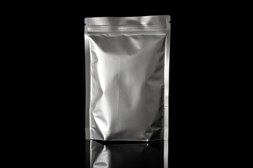 Empty coffee bag, in the style of white and silver. Mock-up