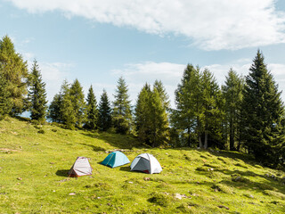 Wild Camp in Tent in the Alps