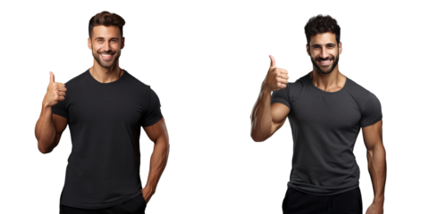 Excited athlete giving thumbs up in front of gray wall