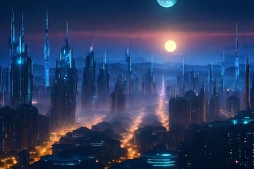city at night generated by AI technology