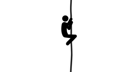 Set of stick figures rope climbing on a white background, flat 4K animation.