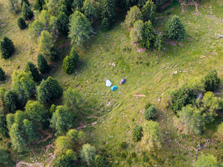 Wild Camp in Tent in the Alps