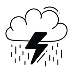 Storm rain cloud doodle Icon Design illustration. Ecology Symbol on White background EPS 10 File