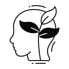 Brain ecology doodle Icon Design illustration. Ecology Symbol on White background EPS 10 File
