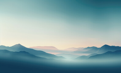 Mountainous landscape in the mist