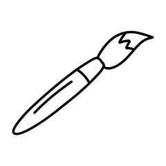 Hand drawn doodle paint brush. Vector sketch illustration of black outline art brush