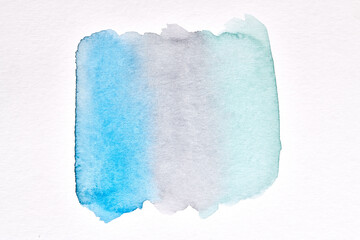 Abstract blue background. Watercolor ink art collage. Stains, blots and brush strokes of acrylic paint.