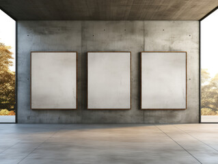 Loft interior with paintings. Mock-up