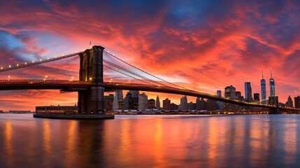 New York City beautiful sunset over manhattan