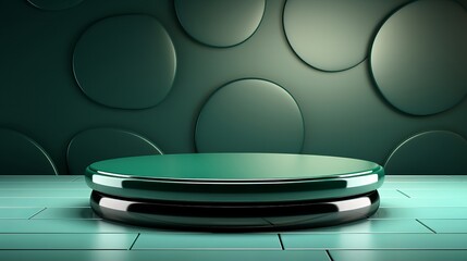 Podium mint background empty platform abstract pedestal. Generative AI.