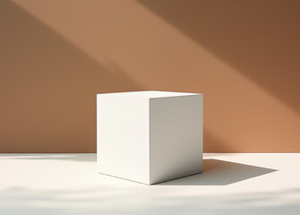 A white cube in a bright room