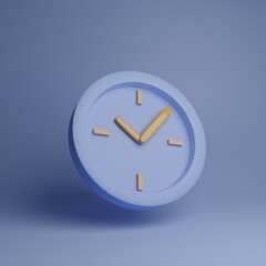 Clock 3d illustration isolated on a blue background. Time management concept. Make on time concept