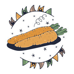 Cute illustration with carrot. Isolated on a white background. Vector doodle illustrations.