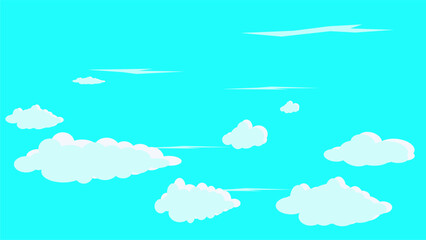 Vector cloud in blue sky scenery illustration.