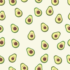 Beautiful avocado vector seamless pattern design for decoration, wallpaper, wrapping paper, fabric, background and etc.