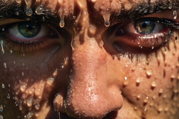 extreme close up of a professional athlete focus in his eyes, Generative AI