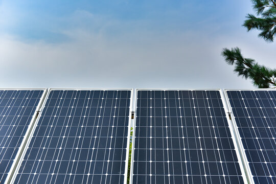Solar panels, clean energy concept