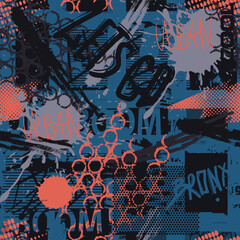 hand drawn pattern for boys. Slogans, graffiti background. For children's textiles, wrapping paper, prints  © SokolArtStudio