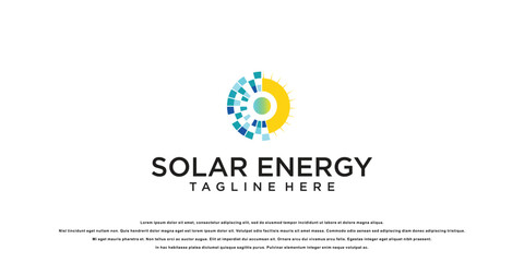 Creative solar energy logo design with modern concept| premium vector