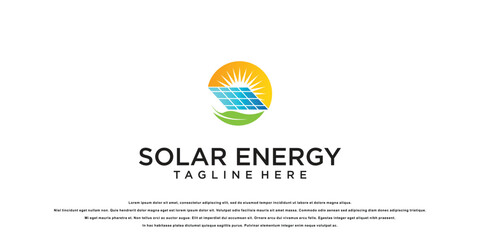 Creative solar energy logo design with modern concept| premium vector - obrazy, fototapety, plakaty