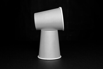 Grey Paper cups, Papercups on black background