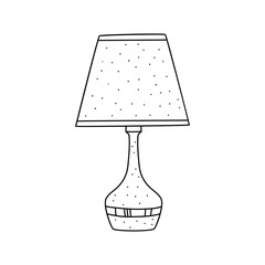 Bedside lamp doodle line icon isolated on white background vector graphics