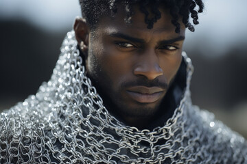 a black guy in chain mail