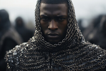a black guy in chain mail