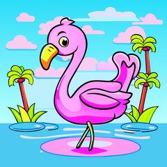 flamingos on the lake