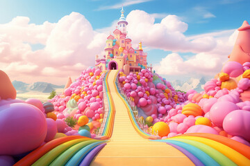 the magical rainbow land of sweets - obrazy, fototapety, plakaty