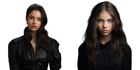 transparent background of a girl dressed in black