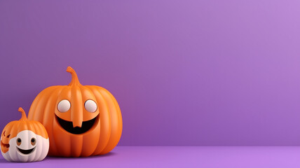 3d pumpkin. Halloween background with copyspace for your design. Halloween concept. Generative AI.