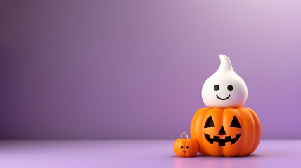 3d pumpkin. Halloween background with copyspace for your design. Halloween concept. Generative AI.