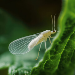 Whitefly on green leaf