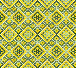 Seamless pattern of Ukrainian ornament in ethnic style, identity, vyshyvanka, embroidery for print clothes, websites, banners, poster. Vector illustration background