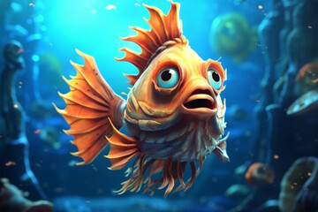 cartoon style of a lionfish