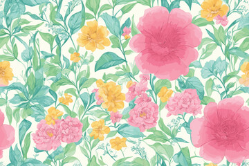 Pattern Watercolor vector art painting illustration flower pattern. textile, ornamental, ornate, hand-drawn, drapery, curl, watercolor, trendy, painting, repeat, fancy, elements, diverse, deco, stain