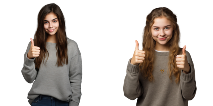 A young girl crossing her fingers and hoping for the best against a transparent background