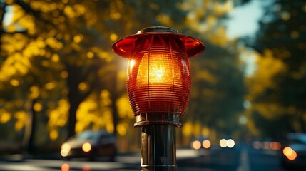 Traffic light with a red light on it. Generative AI.